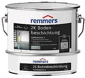 Remmers 2K Bodenbeschichtung, silbergrau, seidenglänzend, 5 Kilogramm, Beton- und Bodenfarbe, Bodenversiegelung für stark beanspruchte Flächen