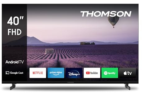 THOMSON 40 Pouces (101 cm) LED Full HD Smart Android TV, Google Assistant, Wi-FI, Dolby Digital, Bluetooth, Triple-Tuner (Câble-Satellite-Antenne), HDMI, CI, A Panneau – 40FA2S13