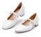 hingswink Mary Jane Shoes Women White Low Heels Dress Shoes Pumps for Women Dressy Low Heel 2 Inch Chunky Heel Mary Janes Pumps with Adjustable Ankle Strap for Women Dressy Casual, PUWhite, Size5
