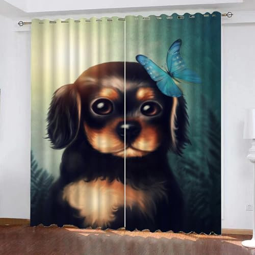 GIOVIA 3D Berner Sennenhund Vorhänge Abdunkelnde mit ösen 2 Stücks Gardinen Blickdicht Verdunkelungs Süßer Hund Kälteschutz Scheibengardinen für Junge Mädchen Schlafzimmer B 234 X H 183 cm