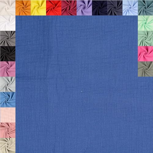 fingsi Musselin Baumwollstoff Webware Meterware Coupon (royalblau, 0,5m) (6027) + 23 weitere Farben