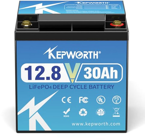 KEPWORTH Batteria al litio LiFePO4 12V 30Ah, Per RV, carrello da golf, pannello solare, auto per bambini, campeggio, Sistema di allarme
