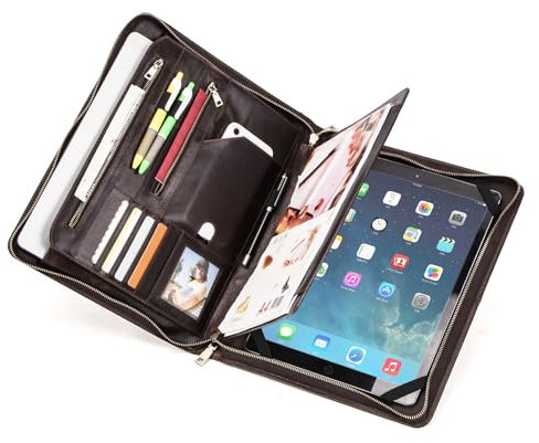 CONTACT'S FAMILY Vintage Multifunzionale Custodia in Pelle per 12.9 Pollice Tablet, Genuino Pieno Fiore Della Cassa Del Manicotto per 12.9 pollice iPad