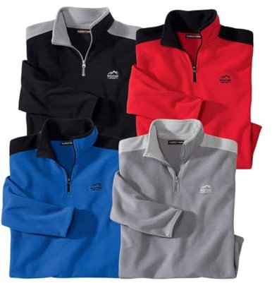 ATLAS FOR MEN - 4er-Pack Microfleece-Pullover - Fleecepullover Herren - Fleece Herren - Fleece Pullover Herren - In großen Größen erhältlich
