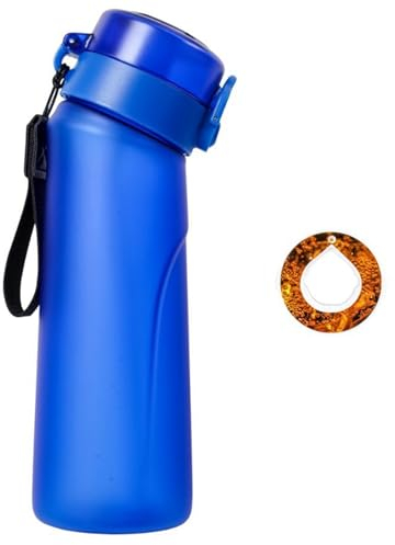ELDTEC 1 botella de agua Air con 7 sabores, juego de iniciación de 750 ml, fragancia de frutas sin BPA con pajita, Red Bull, lima, verde, cóctel, Coca, whisky, café, 7 sabores (azul)