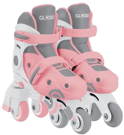 Globber - Learning 2EN1 - Rollers évolutifs d'apprentissage - Taille 1 du 26 au 29, Rose
