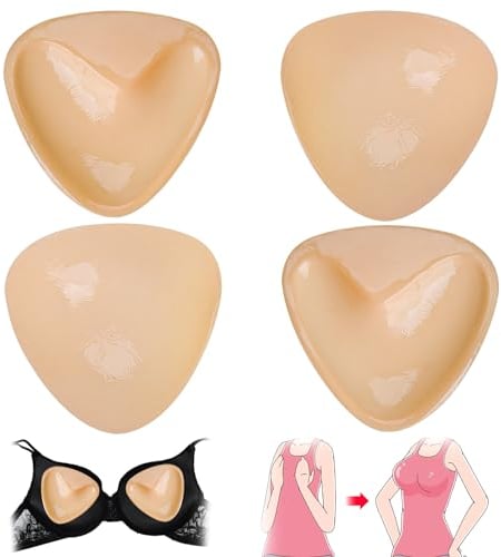 Vibbang 2Pairs Double-Sided Sticky Push-Up Bra, Self Adhesive Boob Pads Bra, Waterproof Silicone Push Up Bra Inserts, Snowy Care Bra Inserts, for Women Girls Bras Any Cup Cover (M)