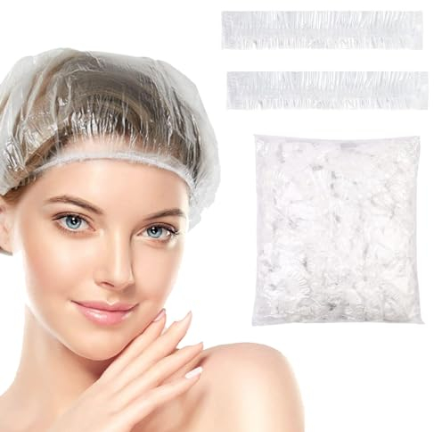 Gorro de ducha desechable 100 piezas El plastico Gorros de ducha Grande Elástico Bañera Gorra Impermeable Bañera Gorro de ducha