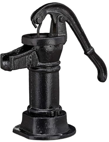 TRY-YEAN Bomba de agua de mano de hierro fundido, bomba de pozo de mano roja de 25 pies, elevación máxima, bomba de transferencia de agua manual, fuente de impulso para exteriores, patio, estanque,