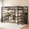 Hochbett 90x200 cm mit Schreibtisch & Schrank, Metallbett mit Treppe und Rausfallschutz, Etagenbett Metall Bettgestell für Kinder, Jugendliche, Erwachsene, Schwarz (90x200 cm)