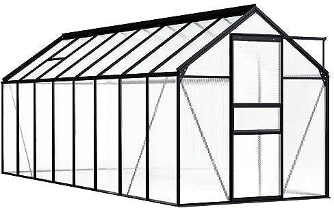 Iiaky Serre Anthracite Aluminium 9,31 m²,Carport Abri Voiture,Serre Tunnel