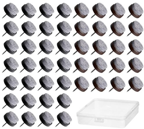 VZU 60 Stück Filzgleiter Nagel Set, Ø 20mm Filzgleiter Schrauben, Rund für Stühle, 5,5 mm Filzstärke, Inklusive Plastikbox, Parkettschoner für Holz, Laminat, Fliesen