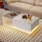 YESGIGA Hochglanz Couchtisch mit Glasplatte und Schubladen, Kratzfest, mit 1 Schublade, mit LED-Beleuchtung, moderner Stil (weißer)