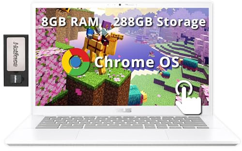 ASUS Chromebook Plus Ordinateur portable à écran tactile FHD 14, Intel i5 1335U, 8 Go LPDDR5, 288 Go de stockage (SSD 128 Go + station d'accueil 160 Go), caméra FHD, WiFi 6, carte graphique Intel