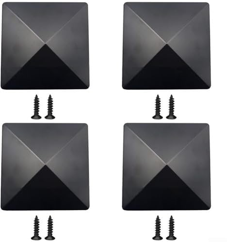 Fence Post Cap, Black Plastic Pyramid Post Cap For 4X4 Inches Posts, Sturdy Waterproof Plastic Deck Post Cap(4pcs)