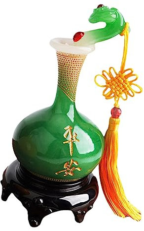 HAWILLOSCH Vase Paix et Ruyi Vase Chinois Vase Fleur Pot de Fleur Pot Fleur Vase Ruyi Table à Manger Vase en céramique Chinoise Vase décor Chinois Petits vases Petit Vase résine Green