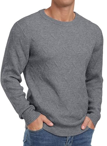 Sailwind Men's Jumpers Crew Neck Warm Pullover Sweater for Men Long Sleeve Soft Jumper for Men Knitwear Sweatshirt Tops (Dark Grey, M)