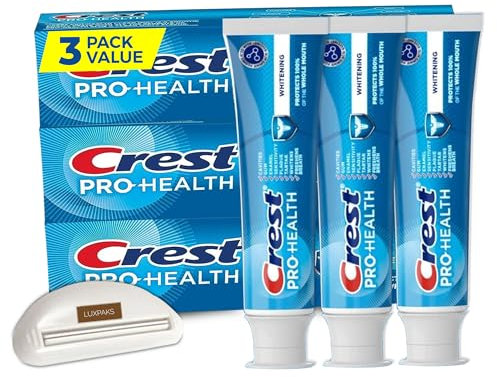 CRST Pro-Health Whitening Gel Zahnpasta, 122 ml, Dreierpack mit LUXPAKS Squeezer