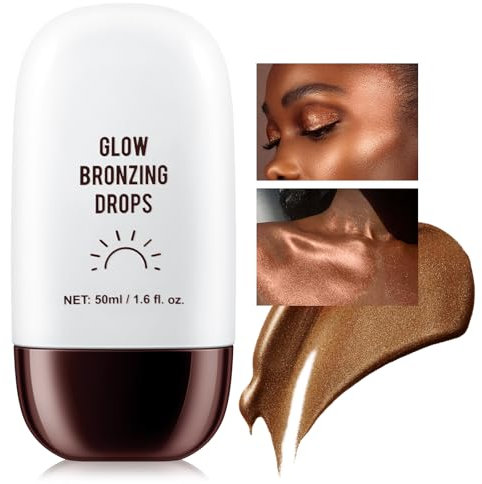 Boobeen Liquid Highlighter Makeup, Highlighter Bronzer Glow Illuminator für Gesicht und Körper Lightweight Blendable, Radiant Glow, Shimmer Cream Lasting Glow Finish
