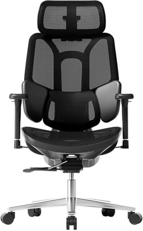 Hbada E3 Air Ergonomischer Bürostuhl mit 3-Zonen dynamischer Lendenwirbelstütze, Schreibtischstuhl mit 3D verstellbare Kopfstütze, 3D-Armlehnen verstellbar, Schwarz