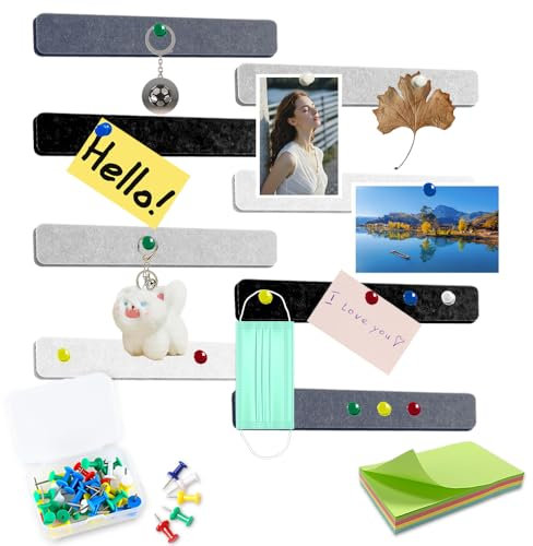 Pack of 8 Korkplatte Selbstklebend, CIYIN Filz Pinnwand, Filzplatten, enthält 40 Reißzwecken und 100 Haftnotizen, Filztafel zum Aufhängen von Fotos, Pinnwand, Heimdekoration (Schwarz)