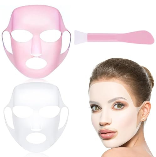 Maschera Viso In Silicone, 2 pezzo Maschera Facciale in Silicone, Maschera per il Viso Riutilizzabile, Supporto per Maschera Facciale in Silicone, con 1 Pennelli per Maschera Viso