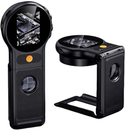 XUMIUZIY Portable Digital Microscope, Foldable Digital Magnifying Glass USB Macro Camera with 8 LED Lights, 500X Magnification, 2.0inch Screen, 1080P AF & 2MP