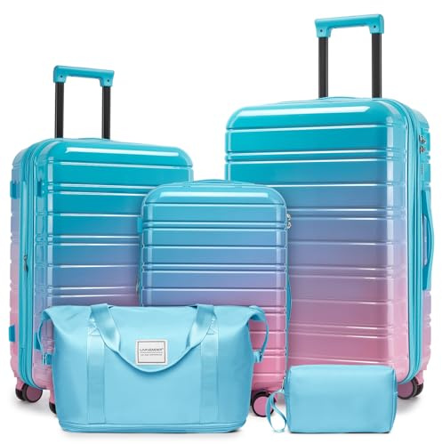 LARVENDER Gepäcksets, 5-teilig, Hartschalenkoffer, erweiterbar, mit Rollenschloss, COTTON CANDY, 5 Piece Set (20/24/28/DB/TB)