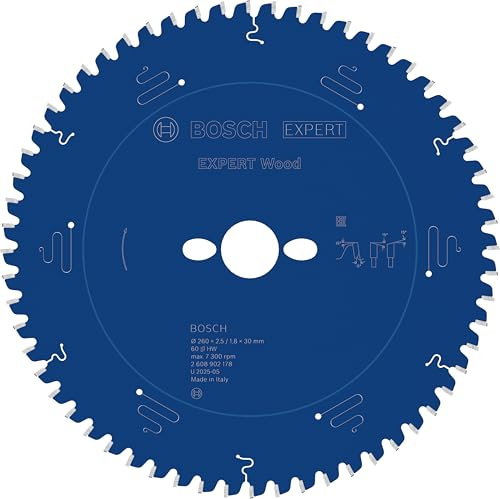 Bosch 1x Expert Wood Corded Circular Saw Blade for Mitre Saw | for Softwood, Hardwood, Ø 260 mm, Professional Accessory Mitre Corded Circular Saw
