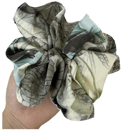 Fabric Hair Rope Oil Painting Fabric Satin Fluffy Tie-Dyed High Elastic Scrunchies Simple Retro Hair Rope Accessories(Color1)