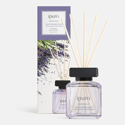 ipuro Essentials LAVENDER TOUCH Raumduft mit Stäbchen 200 ml - Raumerfrischer mit Lavendel, Zitrus, Blüten, Minze & Moschus Duft Aroma - Diffuser mit Stäbchen - Lufterfrischer für die Wohnung