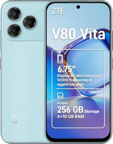 ZTE Blade V80 Vita Smartphone, 4GB+256GB, Celadon-Cyan