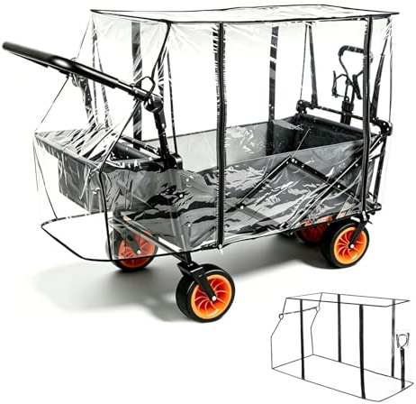 Universal Bollerwagen Regenschutz 115x51x75 cm Transparent Regenschutz Regenschutzhülle für Kesser Bollerwagen mit Dach Faltbar Campingwagen Kinder Handwagen