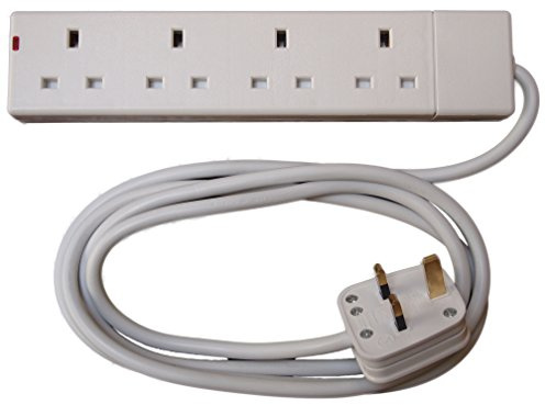Micromark RGC16 four gang 13 amp white extension lead with 2 metre length, EACH