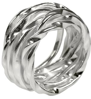SILBERMOOS Damen Ring Kordelring Wickelring gewickelt Kordel matt Sterling Silber 925, Größe:56