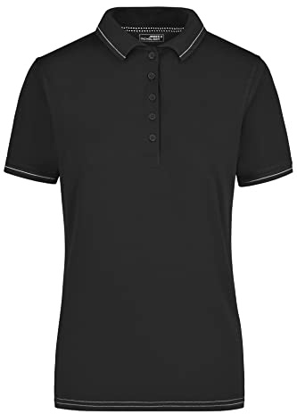 James & Nicholson Damenpolo Elastic - Leicht tailliertes Damenpolo mit geringem Elasthananteil | Farbe: black/white | Grösse: M