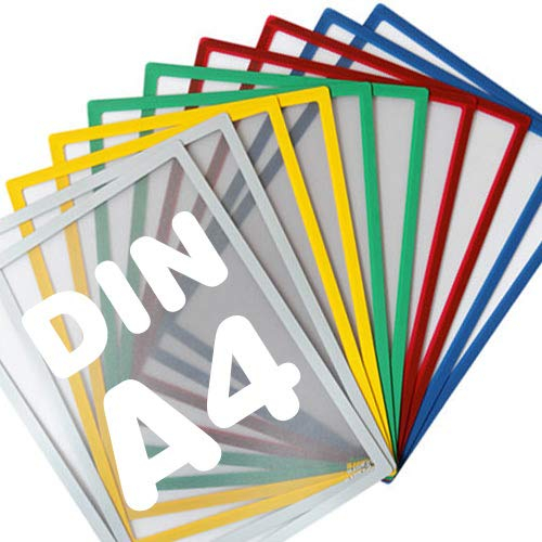 5 x Magnetrahmen A4 Magnet-Tasche Info-Rahmen - 5 Stück - ROT - Infotasche Blatthalter magnetisch für Angebotsschilder Aushänge Brandschutzinfos Kundeninformationen, Farbe: Rot