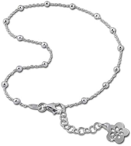 SilberDream Fußkette für Damen 925 Silberschmuck Blume offen 26cm SDF2156 Silber Fußkette