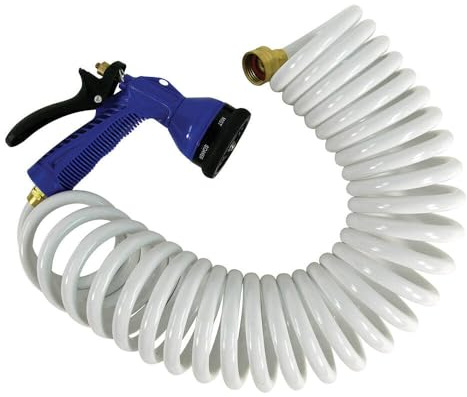 Whitecap 50' White Coiled Hose w/Adjustable Nozzle