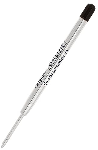 Kugelschreiber Ersatzmine von Online, Internationale Standard Großraum Mine, Strichstärke M (mittel), dokumentenecht, wasserfest, 1 Stück, Kugelschreibermine (schwarz), ISO 12757-2 G2