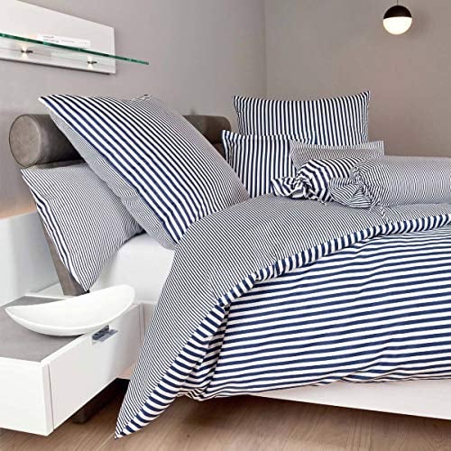 Janine Design Streifen-Bettwäsche modern Classic dunkelblau Bettbezug einzeln 140x200 cm
