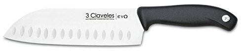 3Claveles Evo - Cuchillo Santoku alveolado, 18 cm, 7 pulgadas