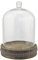 Stonebriar 9 Inch Clear Glass Dome Cloche with Rustic Wooden Base, Antique Bell Jar Display Dome, for Plants, Succulents, Fairy Lights, Photos, Medals, Decorative Fill, and More, Medium