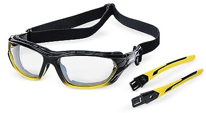 Sellstrom Polycarbonate Sealed Safety Glasses, Protective Eyewear, Hard-Coating Anti Fog, Tinted Goggles, U.S. Military Ballistic Rated, Yellow/Black with Indoor/Outdoor Tint, S70002