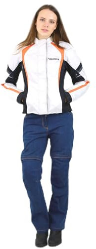 Damen Motorradjacke -Artemis- Motorrad Wasserdicht Jacke mit Protektoren Sommer Winter Textil Frauen - weiß-blau - 42