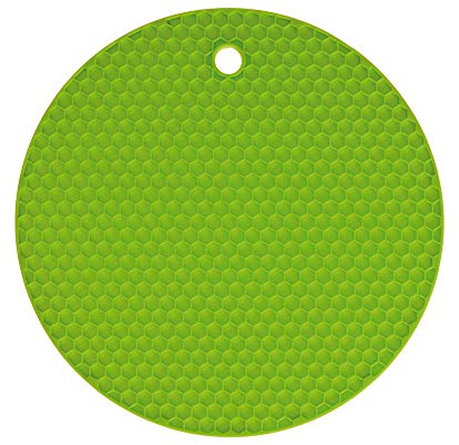 Wabenuntersetzer rund | Premium-Silikon & BPA frei| Hitzebeständig | Spülmaschinenfest | 18cm | Farbe: limette