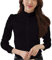 Womens Chiffon Vintage Stand Collar Button Down Shirt Long Sleeve Lace Blouse with Stretch Black