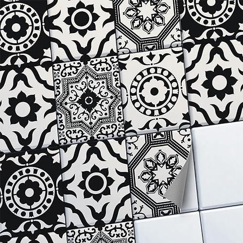 CREATISTO Mosaik-Fliesen Fliesensticker Fliesenfolie - Hochwertige Sticker Aufkleber für Wandfliesen I Klebefliesen Deko Folien für Fliesen Ornament in Bad u. Küche (20x25 cm I 12 -Teilig)