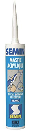 Semin A00968 Mastic Acrylique Blanc pour Combler des Fissures ou pour Réaliser des Liaisons entre différents Éléments de Maçonnerie, Intérieur/Extérieur, Cartouche de 310 ml