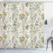 ABAKUHAUS Blumen Duschvorhang, Vintage Garden Plants, Stoffliches Gewebe Badezimmerdekorationsset mit Haken, 175 x 180 cm, Reseda Grün Beige